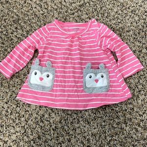 newborn girls pink and white striped top
